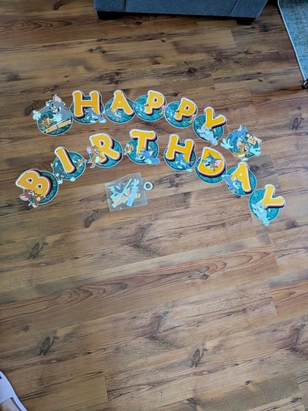 New Tom and Jerry Happy Birthday Party Banner And Cake Topper